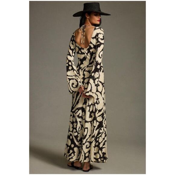 Anthropologie x The Wolf Gang Santa Elena Maxi XXL Slim Bell Sleeve Dress Linen - Picture 5 of 12